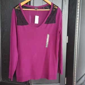 COPY - COPY - Eggplant purple color torrid sweater with lace